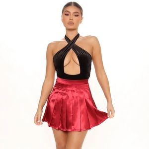 Fashion Nova Velvet Halter Bodysuit